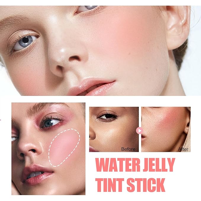 4 Color Milk Jelly Blush Stick, Milk Cooling Water Jelly Tint, Moisturizing Sheer Lip & Cheek Stain Jelly Blush Makeup.