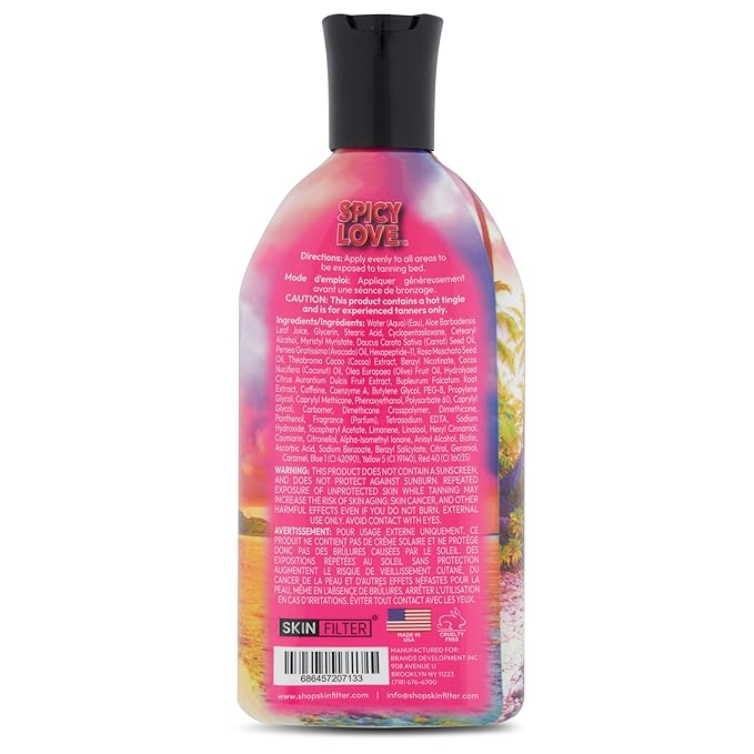 Spicy Love Tanning Lotion β 10,000X Crazy Dark Tanning Lotion β Tanner with Anti-Orange Technology and Tattoo Protection β Black Body Bronzer Made in the USA β Hydrating Formula