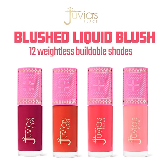 Juvia's Place Blushed Liquid Blush SoftTulip - Dewy Tint Cheeks Makeup Glow Pigment Effortless Beauty Long Lasting Cosmetics Soft Creamy Natural Buildable All Skin Color Light Flawless Finish Blend