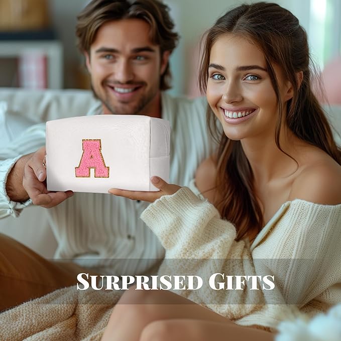 Preppy makeup bag, cute initial