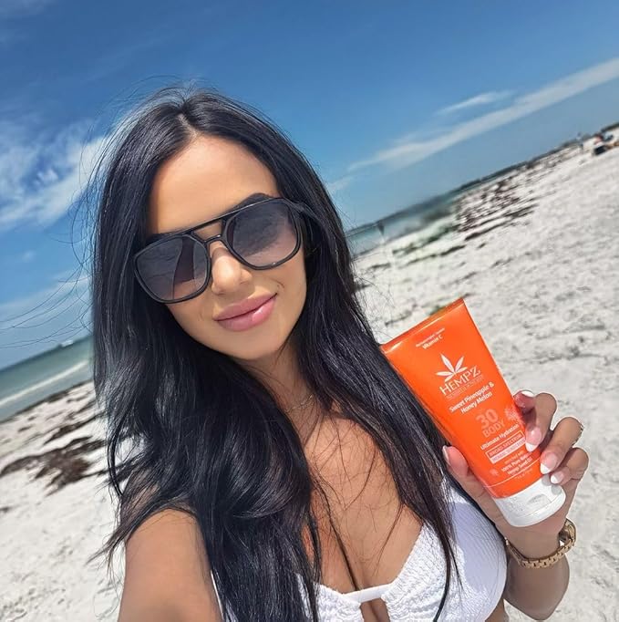 Hempz Daily Body Sunscreen SPF 30, Sweet Pineapple and Honeymelon, Reef Safe, Vegan, Dermatologist Tested, 6 oz