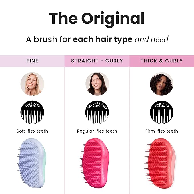 Tangle Teezer Original Detangler Brush, Dry & Wet Hair Brush for Thick & Curly Hair Types, Pink Punch