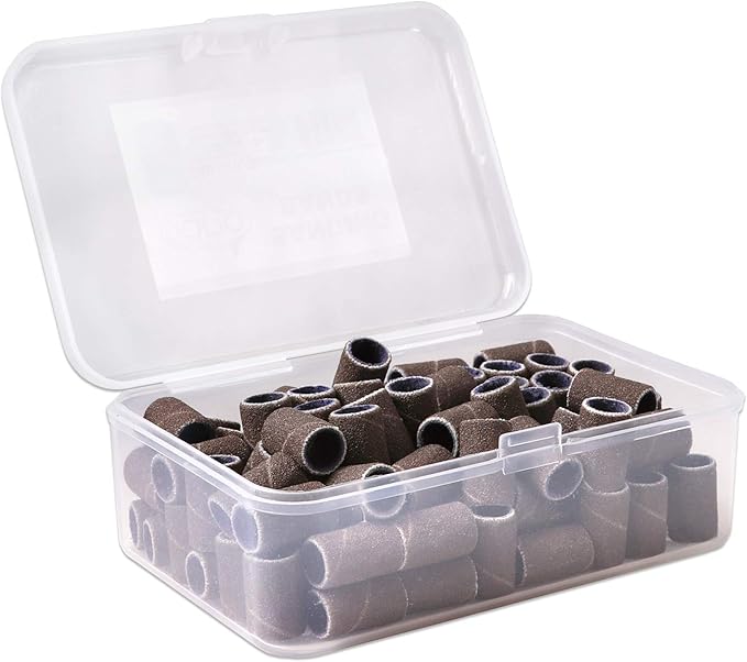 PANA 100 Pieces Nail Sanding Bands Professional Nail Manicure Great Fit for Nail Drill Bits for Acrylic Nails (240 Grit, Brown)