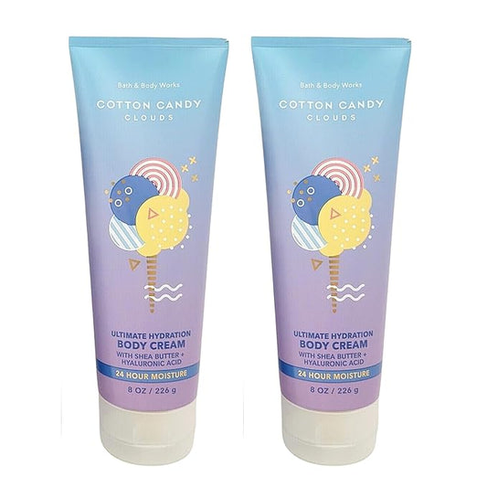 Bath & Body Works Ultimate Hydration Body Cream (Cotton Candy Clouds), 8.00 Ounce (Pack of 2)