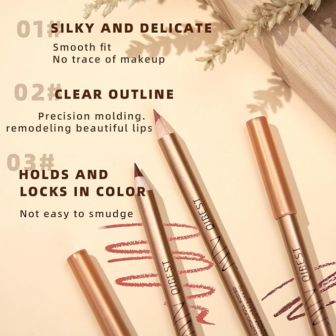12PCS Matte Lip Liner Set,Waterproof Lipstick Liner Slim,High Pigmented Creamy Lipliners Pencil,Non-fading Long Lasting Lip Liner Pencil for Women