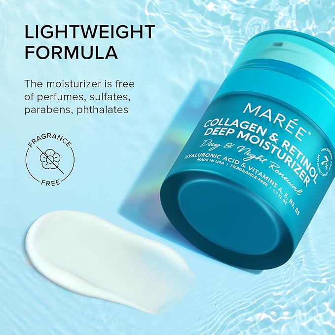 MAREE Face Moisturizer Collagen Cream for Face Gift Set 2 Pack - Hyaluronic Acid & Retinol - Anti-Aging Wrinkle Creams - Crema Para La Cara