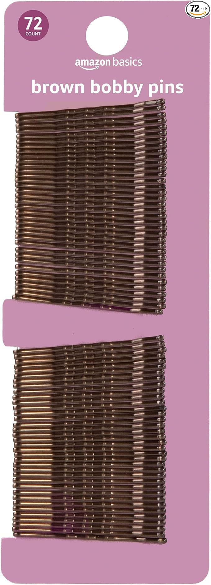 Amazon Basics Bobby Pins, Brown Hair Pins for all Hair types, 72 Count