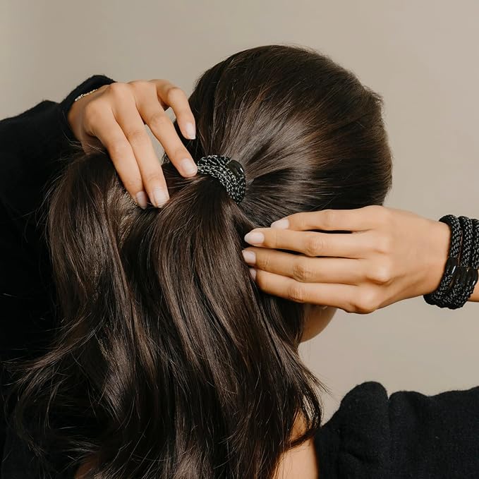 L. Erickson Grab & Go Ponytail Holders, Americana, Set of Eight - Exceptionally Secure with Gentle Hold