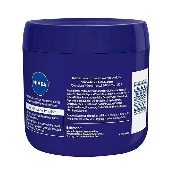NIVEA Essentially Enriched Body Cream, Moisturizing Cream for Dry and Very Dry Skin, Enriched with Deep Nourishing Serum and Almond Oil 13.5 Oz Jar