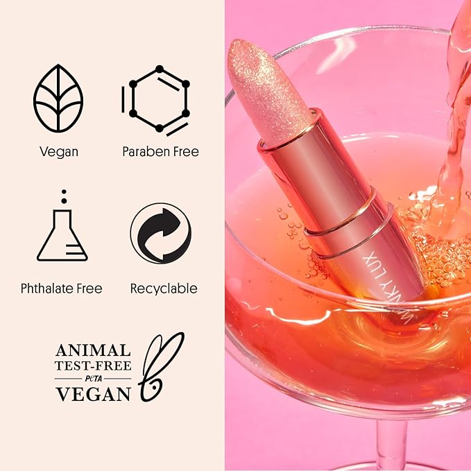 Winky Lux Glimmer Balm, pH Lip Balm, Color Changing Lipstick and Tinted Lip Balm, Vegan & Cruelty Free, Hydrate & Plump, Pink Shimmer Lipstick, Rose