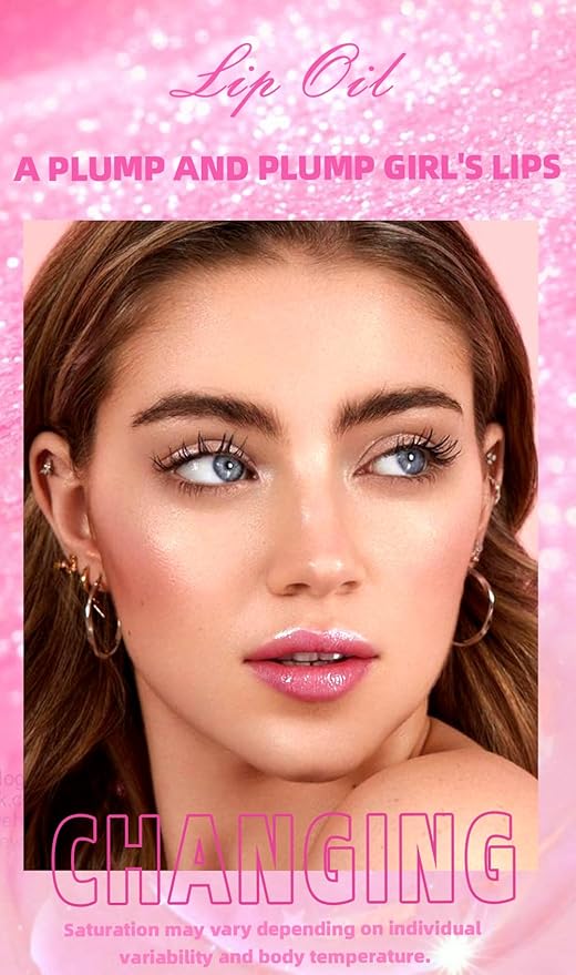 2PCS Cosmetics Color Changing Lip Oil V2, Magic Color Changing Lip Oil Cosmetics, Plumping Lip Oil Moisturizing Lip Gloss, Long Lasting Lip Glow Oil Non-sticky Warm Change Glitter Lip Tint (Pack of 2)