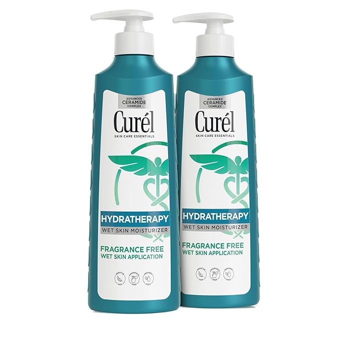 Curel Hydra Therapy In Shower Lotion, Wet Skin Moisturizer for Dry or Extra-dry Skin, with Advanced Ceramide Complex, 12 Oz, Pack of 2