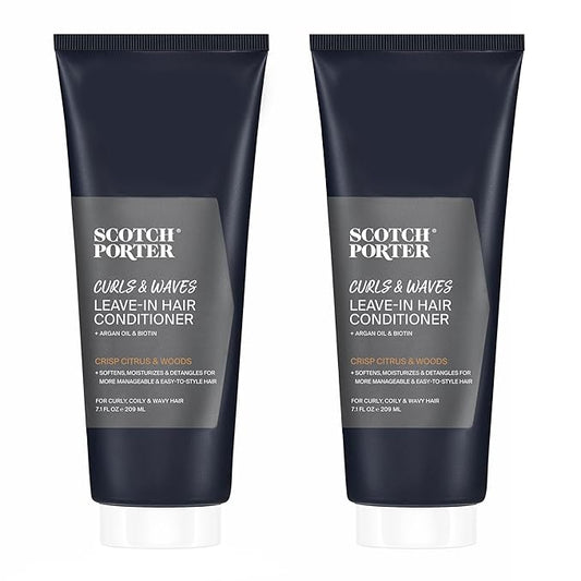 Scotch Porter Curls & Waves Leave-In Hair Conditioner Twin Pack – Moisture Rich Daily Lightweight Hair Moisturizer that Intensely Hydrates, Smooths & Defines Curls & Waves – 2 * 7.1oz