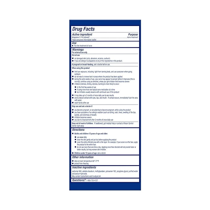 Differin acne treatment gel, 60