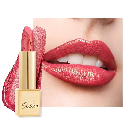 Oulac Glitter Lipstick for Women with Metallic 3D Shine Lightweight Hydrating Formula, High Impact Lip Color, Vegan Beauty, Full Coverage Lip Makeup, Christmas Gifts for Women, Viva La Vida(25)