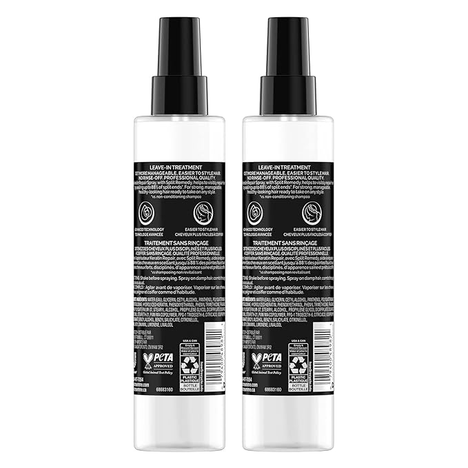 TRESemmé Hair Care Pro Collection Keratin Repair Leave in Conditioner Treatment, Visibly Seals Split Ends, Tames Flyaways for Healthy Looking Hair, 2 Pack - 6.1 Fl Oz Ea