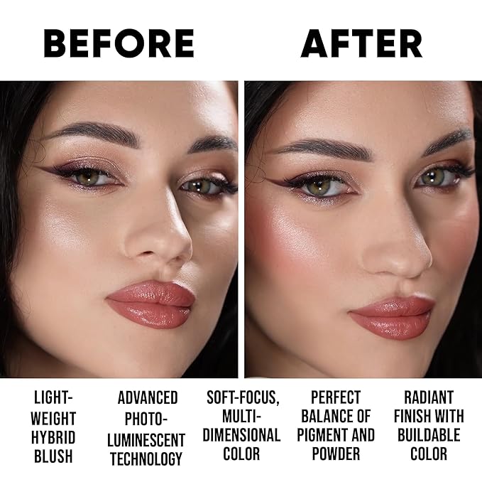 Baked PRO Blush. Brighten Lighting Highly Glow Marbleized Blush. Lightweight Shimmery Satin Face Makeup. Cruelty-Free. Shape, Contour & Highlight Face (B2)