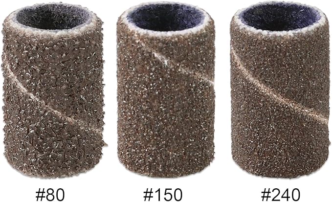 PANA 100 Pieces Nail Sanding Bands Professional Nail Manicure Great Fit for Nail Drill Bits for Acrylic Nails (240 Grit, Brown)
