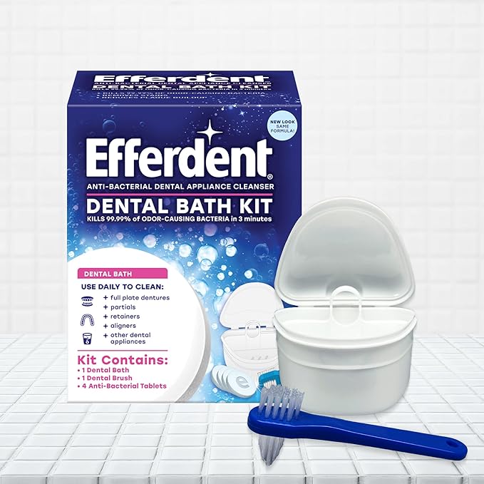 Efferdent Retainer & Denture Cleaner Tablets and Dental Bath, 4 Tablets