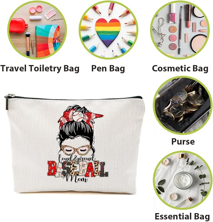 Baseball Gifts Mom Gifts, Baseball Stuff Makeup Bag, Mama Gifts for Mom Women Baseball Team Player Mam, Baseball Mom Cosmetic Bag, Baseball Coach Gifts Toiletry Bag Christmas Birthday Gifts