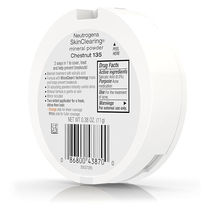 Neutrogena SkinClearing Mineral Acne-Concealing Pressed Powder Compact, Shine-Free 38 oz