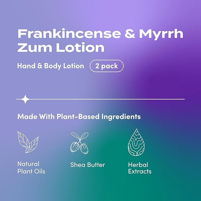 Zum Indigo Wild Hand & Body Lotion - Natural Hand Lotion for Dry Hands - Body Lotion for Women & Men - Body Moisturizers Include Shea Butter - Frankincense & Myrrh Scent - 6 fl oz (2 Pack)