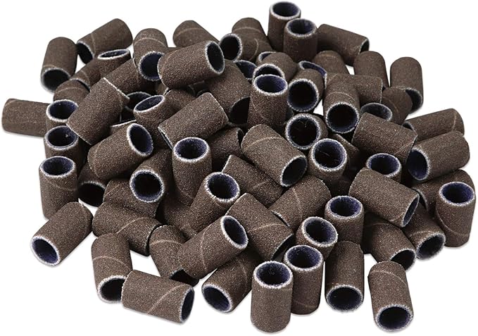 PANA 100 Pieces Nail Sanding Bands Professional Nail Manicure Great Fit for Nail Drill Bits for Acrylic Nails (240 Grit, Brown)