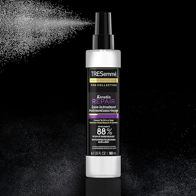 TRESemmé Hair Care Pro Collection Keratin Repair Leave in Conditioner Treatment, Visibly Seals Split Ends, Tames Flyaways for Healthy Looking Hair, 2 Pack - 6.1 Fl Oz Ea