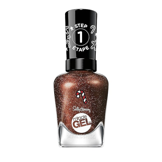 Sally Hansen Miracle Gel™, Holiday Dreams Crumb True, Long Lasting, Gel-Like Formula, No UV Lamp Needed, Brown Glitter Nail Polish