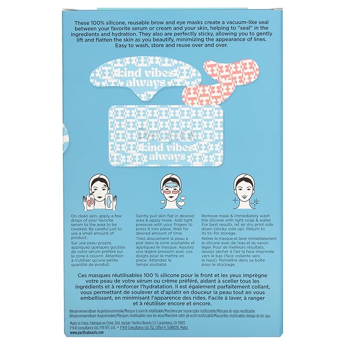 Pacifica Reusable Mask Set – Silicone Undereye & Brow Mask Set for Forehead & Under Eye, Anti-Wrinkle, Firming, Pair with Serum, Vegan & Cruelty-Free, 3 Pieces