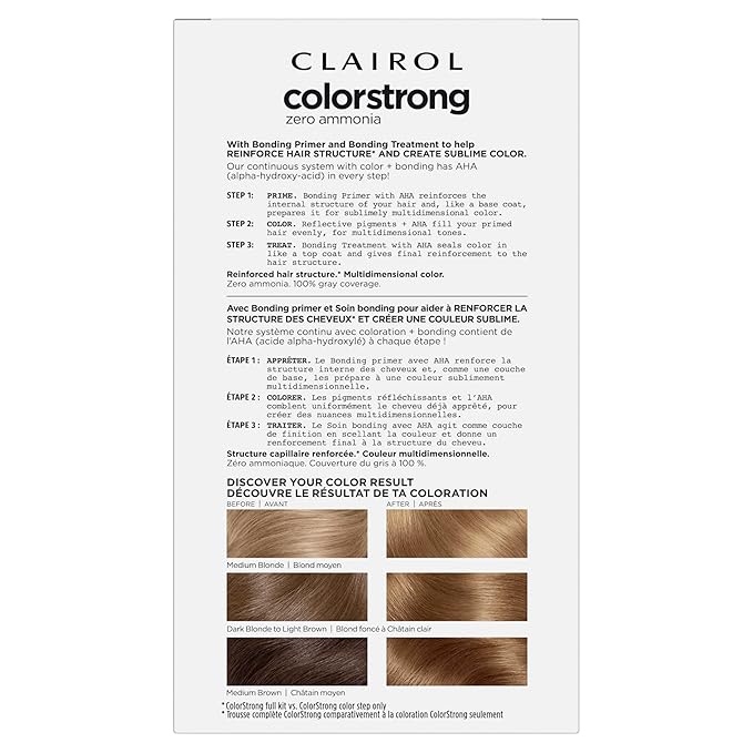 Clairol ColorStrong Permanent Zero Ammonia Hair Dye, 8.0 Medium Blonde - Malibu Hair Color, Pack of 1