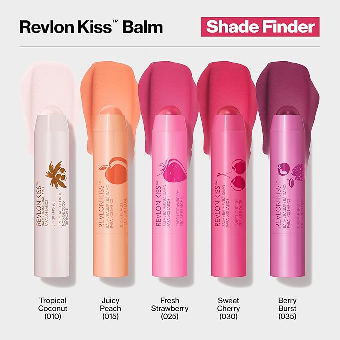 Revlon Kiss Tinted Lip Balm with SPF 20, Hydrating, Flavored, Infused with Natural Fruit Oils, 035 Berry Burst, 0.09 oz