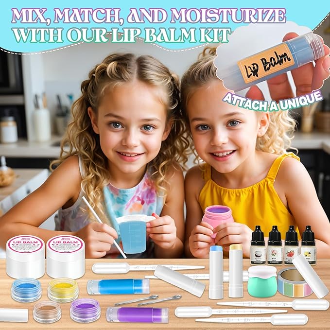 JCOOS Lip Gloss Making Kit, Lip Gloss Set for Teens Lip Kit Fun DIY Lipgloss Making Kit, Diy Lip Balm Kit Make Your Own Lip Gloss Making Kit, Moisturizing Lip Balm Base, Natural Beeswax, Lip Balm