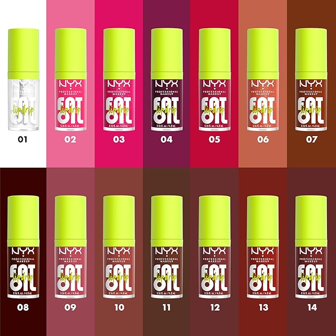 NYX PROFESSIONAL MAKEUP Fat Oil Lip Drip, Moisturizing Lip Oil Gloss, Vegan Tinted Formula, Up to 12 HR Hydration - My Main (Clear)