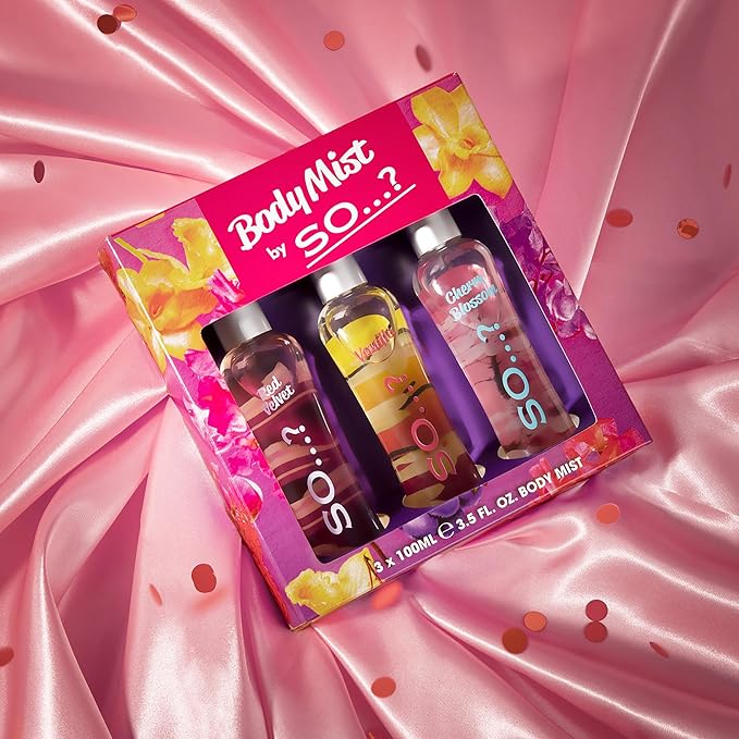 So…? Body Mist Set - Perfumes for Women - Vanilla Perfume, Red Velvet, Cherry Blossom - Scents Lasting 6 Hours - Fragrance Gifts for Women - 3 pcs