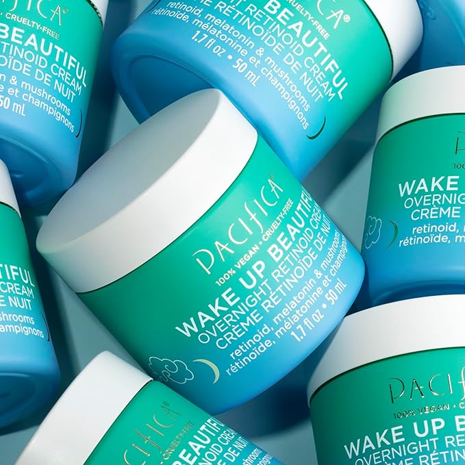Pacifica Beauty Wake Up Beautiful Retinoid Eye Cream & Overnight Retinoid Cream Set, Skincare, Moisturizer, Face Cream, For Dry, Aging, Sensitive Skin, Vegan, 0.5 fl oz and 1.7 fl oz (Set of 2)