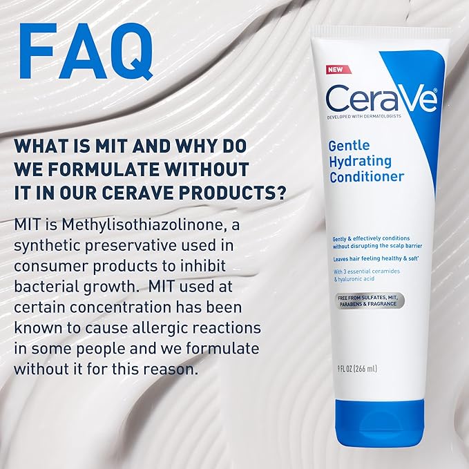 CeraVe Gentle Hydrating Conditioner, Hair Conditioner With Ceramides, Niacinamide & Hyaluronic Acid, Sulfate Free & Color Safe Conditioner, Moisturizing Conditioner For All Hair & Scalp Types