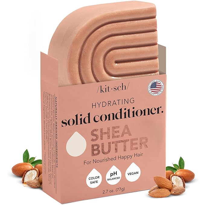Kitsch Shea Butter Conditioner Bar for Hair Hydration | Nourishing Hair Mask | Made in US | Eco-Friendly Zero Waste Solid Bar Conditioner | Moisture for Dry Hair | Works w/Natural Shampoo Bar, 2.7oz