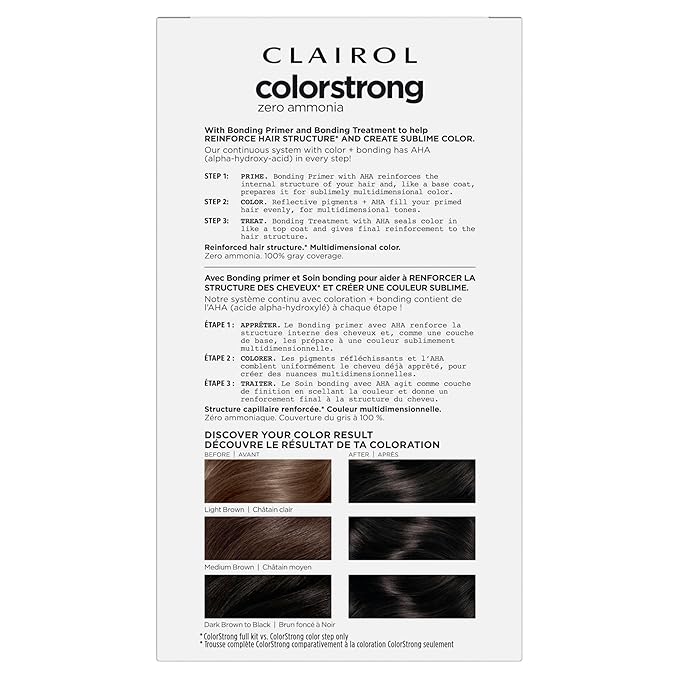 Clairol ColorStrong Permanent Zero Ammonia Hair Dye, 1.0 Black - Hawaii Hair Color, Pack of 1