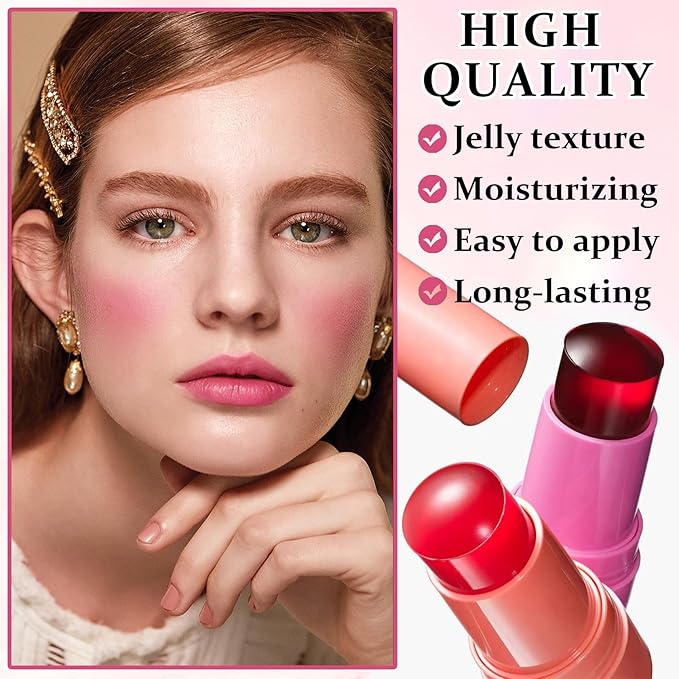 4PCS Cooling Water Jelly Tint Blush Stick for Cruelty Free