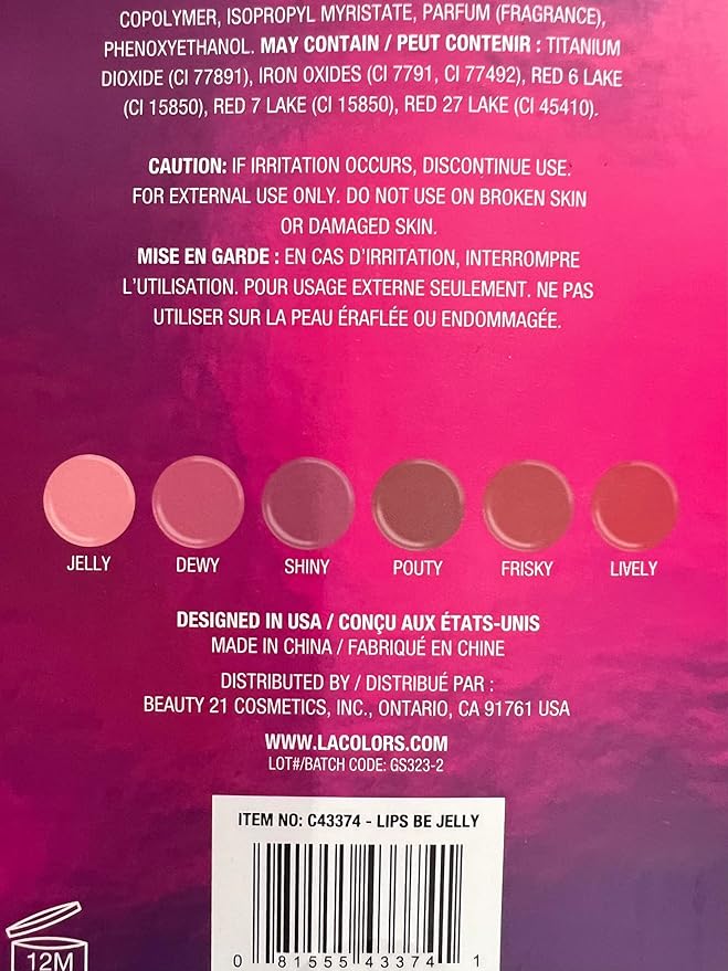 L.A. COLORS All Is Bright 6pc Jelly Lipgloss Set, Lips Be Jelly, 1 Fl Oz (Pack of 1)