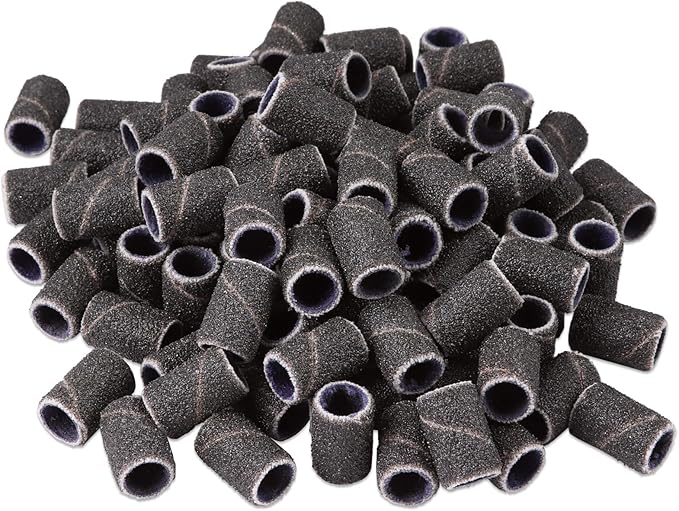 PANA 100 Pieces Nail Sanding Bands Professional Nail Manicure Great Fit for Nail Drill Bits for Acrylic Nails (80 Grit, Black)