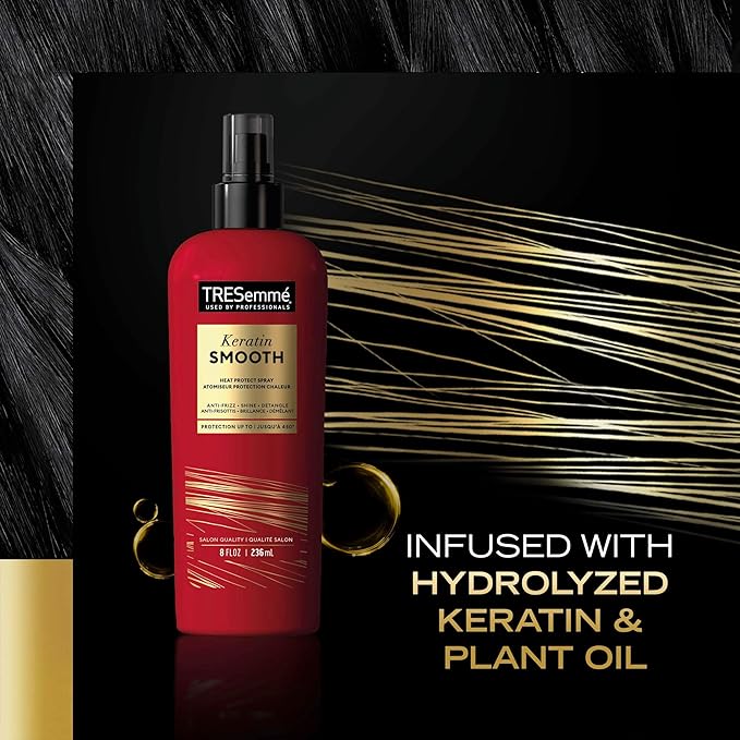 TRESemmé Expert Keratin Smooth Hair Care Set - Heat Protection Spray, Shine Serum with Marula Oil, and Thermal Leave-in Spray, Anti-Frizz Products (3 Piece Set)