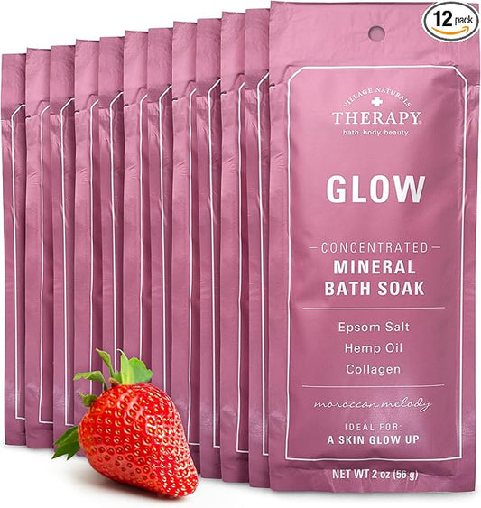 Village Naturals Therapy Glow Concentrated Mineral Bath Soak, Moroccan Melody Scent, 2 oz, Pack of 12