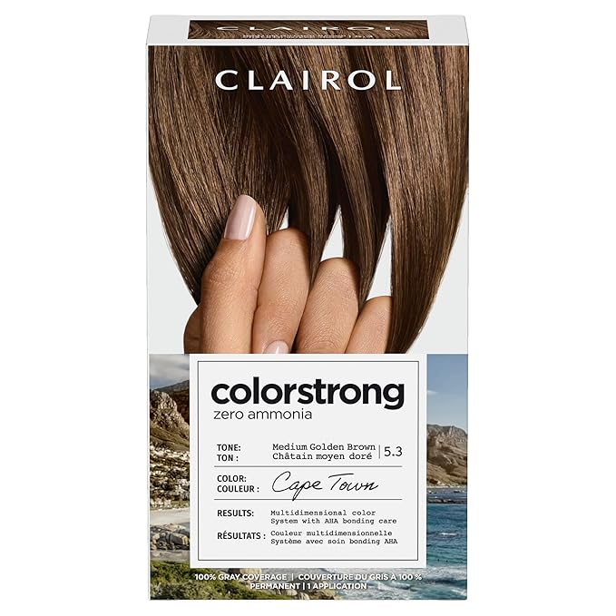 Clairol ColorStrong Permanent Zero Ammonia Hair Dye, 5.3 Medium Golden Brown - Cape Town Hair Color, Pack of 1