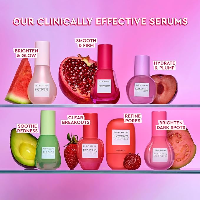 Glow Recipe Plum Plumping & Hydrating Hyaluronic Acid Korean Skin Care Serum - Antioxidant Anti Aging Face Serum + Vitamin B5 for Lasting Skin Barrier Repair & Firming Lines & Wrinkles - Vegan, 30ml