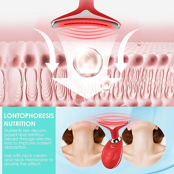 Red-Light-Therapy-for-Face and Neck, Face π² culpting Wand Facial Massager with 7 Color (Red)