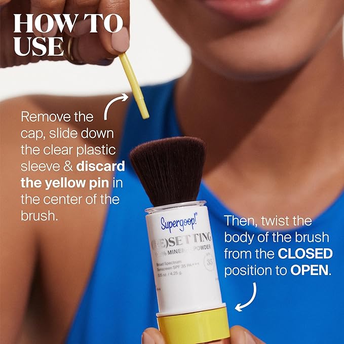 Supergoop! (Re) setting 100% Mineral Powder, Medium - 0.15 oz - Makeup Setting Powder + Broad Spectrum SPF 35 PA+++ Sunscreen - With Ceramides, Olive Glycerides & Coated Silica Spheres