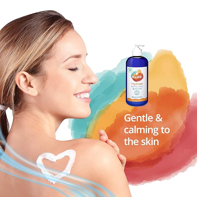 All Natural Hydrate Lavender Sea Plant Hand and Body Lotion for Women and Men, Essential Oil Scent 16 Fl Oz, Non Comedogenic, Vegan Moisturizer for Dry and Sensitive Skin, No Parabens