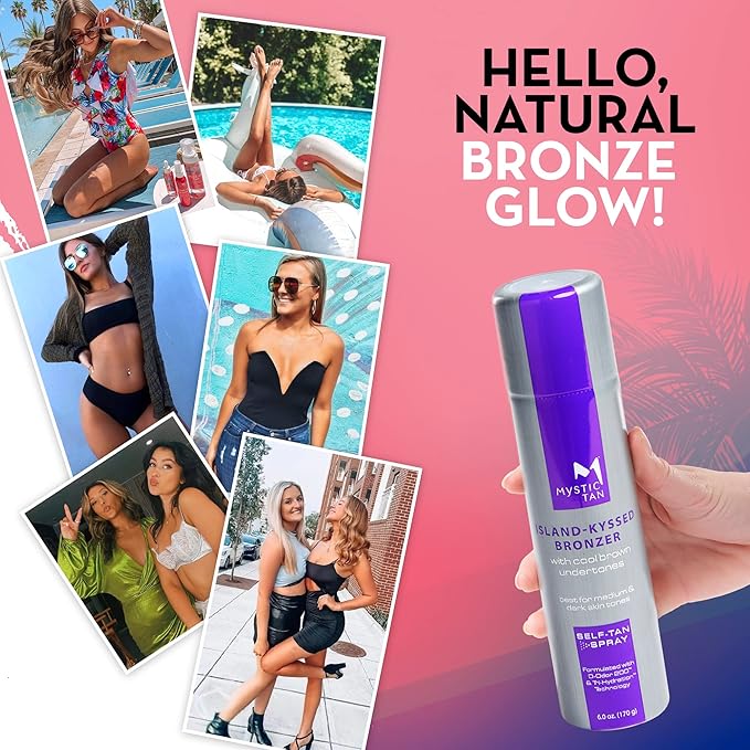 Mystic Tan Sunless Self Tanner Airbrush Spray Tan with Bronzer - Island-Kyssed, 6 Ounces